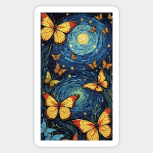 Starry Night Wings: Van Gogh's Butterfly Symphony Magnet